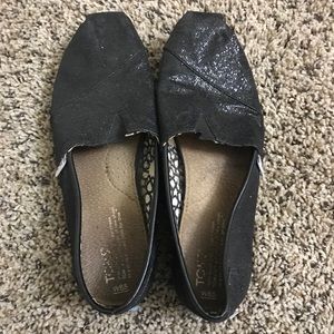 Women's Toms Black Glimmer Sparkly Shoes Sz 8.5
